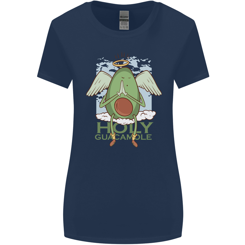 Holy Guacamole Funny Food Angel Womens Wider Cut T-Shirt Navy Blue