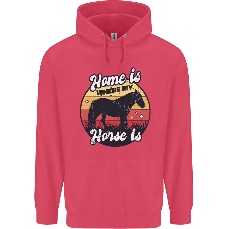 Home Is Where My Horse Is Funny Equestrian Childrens Kids Hoodie Heliconia