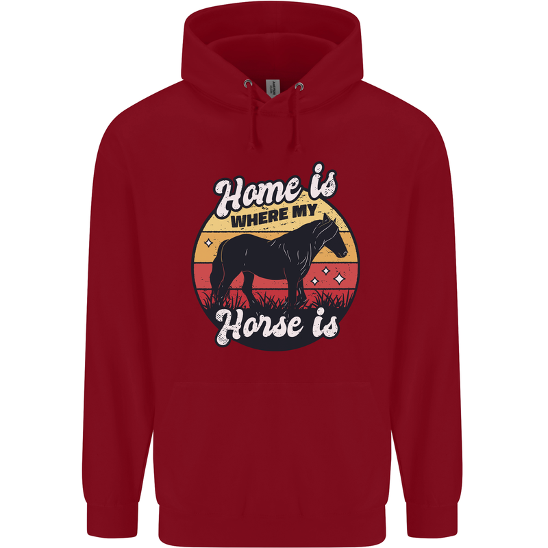 Home Is Where My Horse Is Funny Equestrian Childrens Kids Hoodie Red