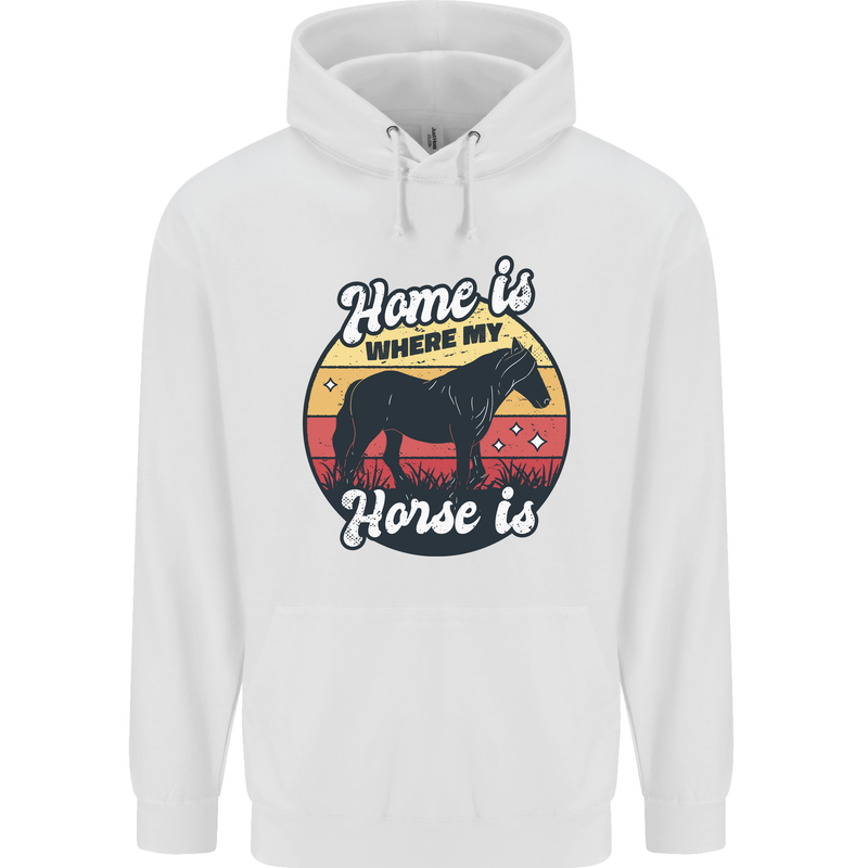 Home Is Where My Horse Is Funny Equestrian Childrens Kids Hoodie White