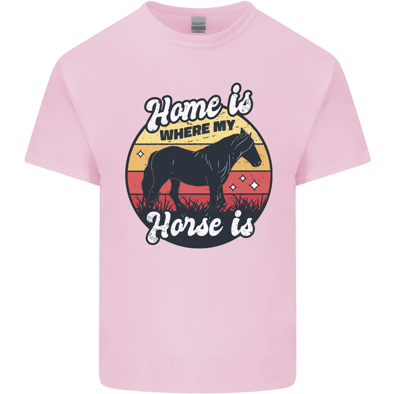 Home Is Where My Horse Is Funny Equestrian Kids T-Shirt Childrens Light Pink