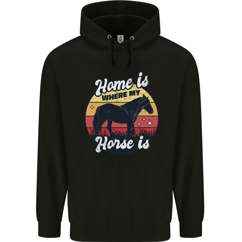 Home Is Where My Horse Is Funny Equestrian Mens 80% Cotton Hoodie Black