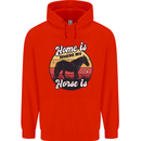 Home Is Where My Horse Is Funny Equestrian Mens 80% Cotton Hoodie Bright Red