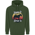 Home Is Where My Horse Is Funny Equestrian Mens 80% Cotton Hoodie Forest Green