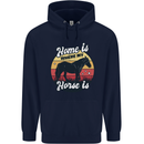 Home Is Where My Horse Is Funny Equestrian Mens 80% Cotton Hoodie Navy Blue