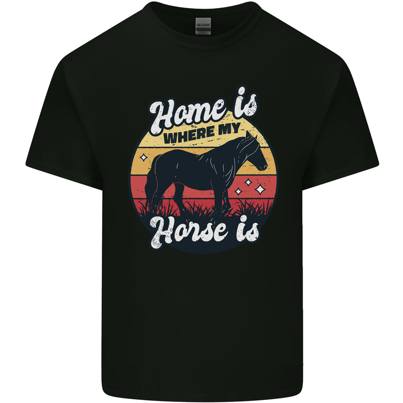 Home Is Where My Horse Is Funny Equestrian Mens Cotton T-Shirt Tee Top Black