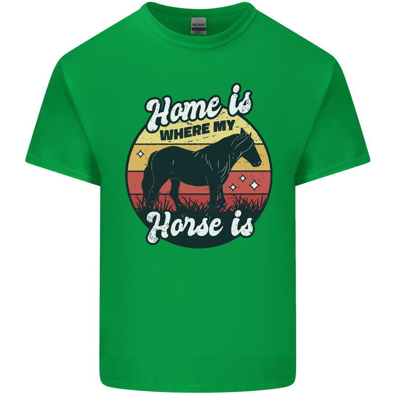 Home Is Where My Horse Is Funny Equestrian Mens Cotton T-Shirt Tee Top Irish Green