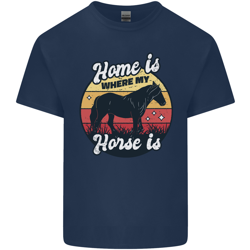 Home Is Where My Horse Is Funny Equestrian Mens Cotton T-Shirt Tee Top Navy Blue