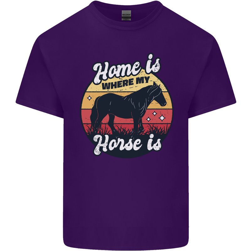 Home Is Where My Horse Is Funny Equestrian Mens Cotton T-Shirt Tee Top Purple