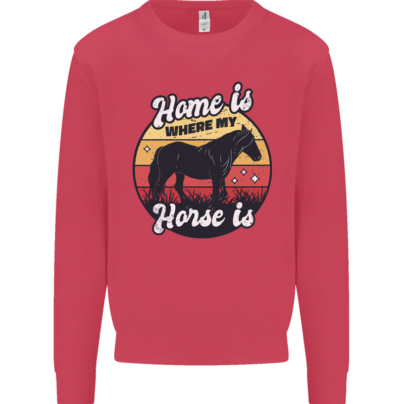 Home Is Where My Horse Is Funny Equestrian Mens Sweatshirt Jumper Heliconia