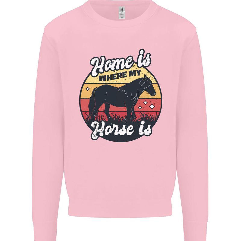 Home Is Where My Horse Is Funny Equestrian Mens Sweatshirt Jumper Light Pink