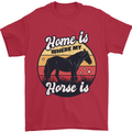 Home Is Where My Horse Is Funny Equestrian Mens T-Shirt Cotton Gildan Red