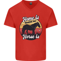 Home Is Where My Horse Is Funny Equestrian Mens V-Neck Cotton T-Shirt Red