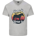 Home Is Where My Horse Is Funny Equestrian Mens V-Neck Cotton T-Shirt Sports Grey