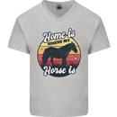 Home Is Where My Horse Is Funny Equestrian Mens V-Neck Cotton T-Shirt Sports Grey