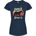 Home Is Where My Horse Is Funny Equestrian Womens Petite Cut T-Shirt Navy Blue