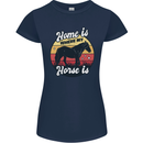 Home Is Where My Horse Is Funny Equestrian Womens Petite Cut T-Shirt Navy Blue