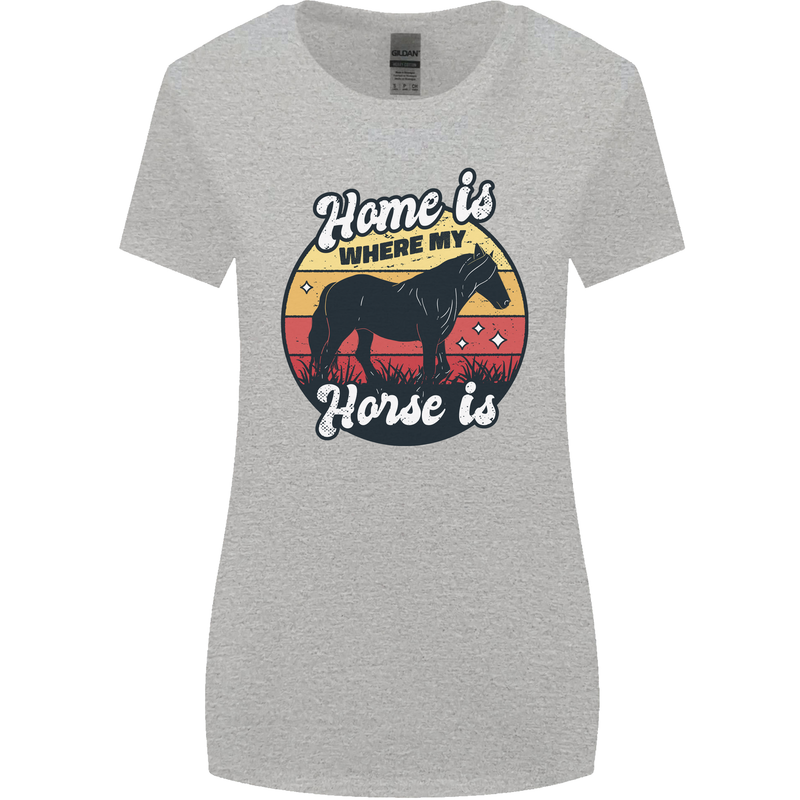 Home Is Where My Horse Is Funny Equestrian Womens Wider Cut T-Shirt Sports Grey