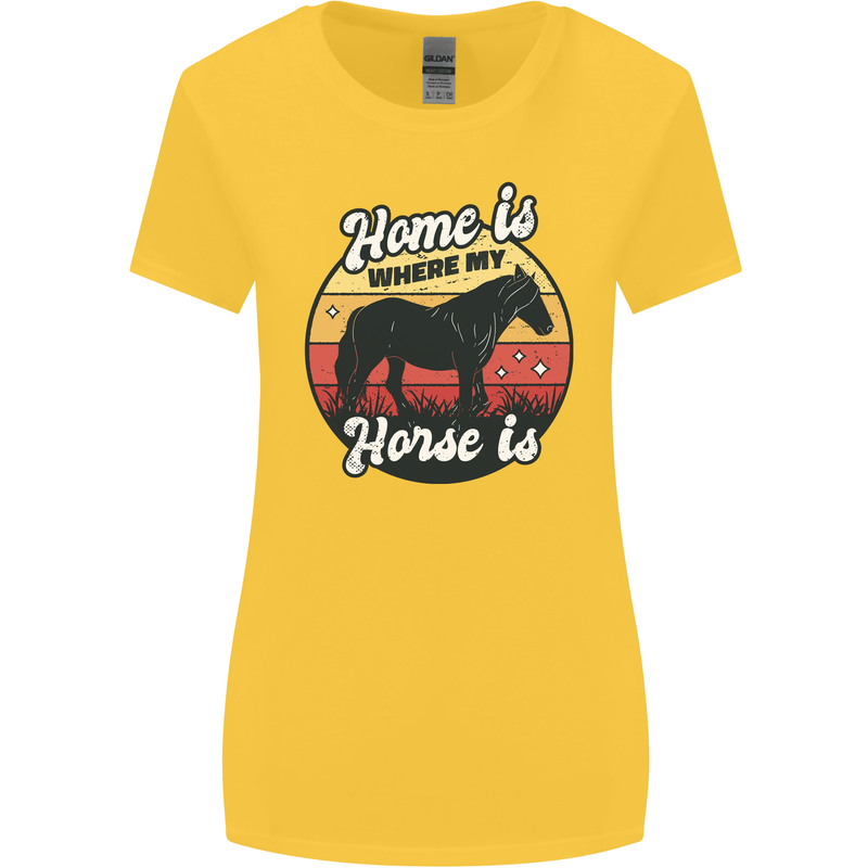 Home Is Where My Horse Is Funny Equestrian Womens Wider Cut T-Shirt Yellow