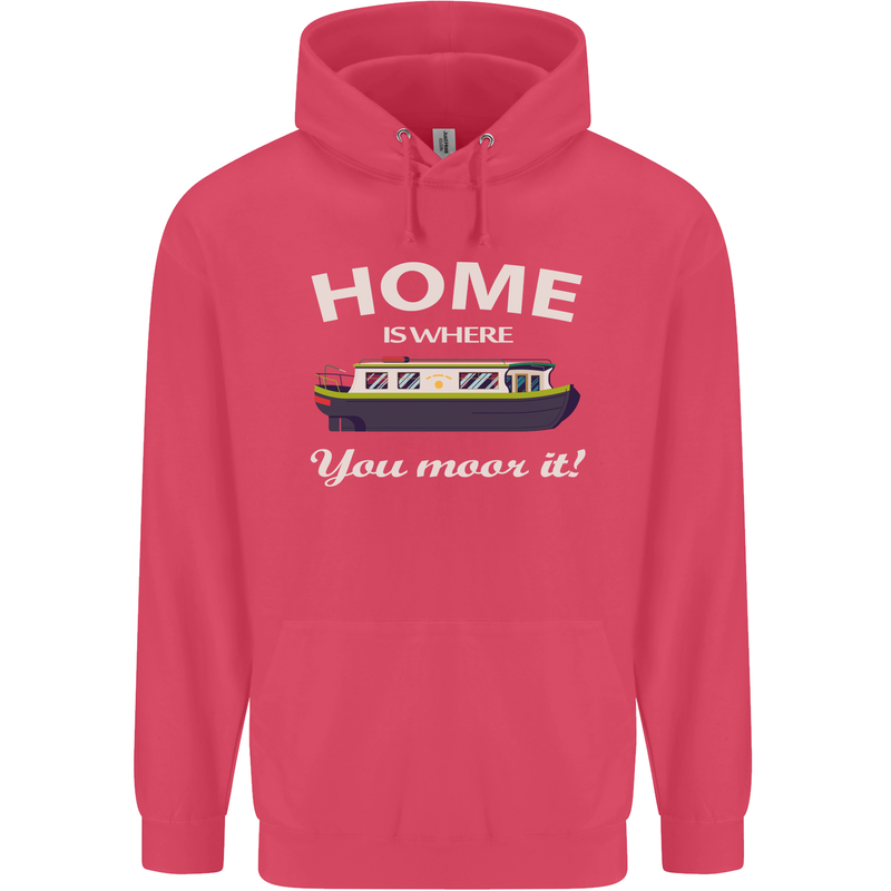 Home Is Where You Moor It Long Boat Barge Childrens Kids Hoodie Heliconia