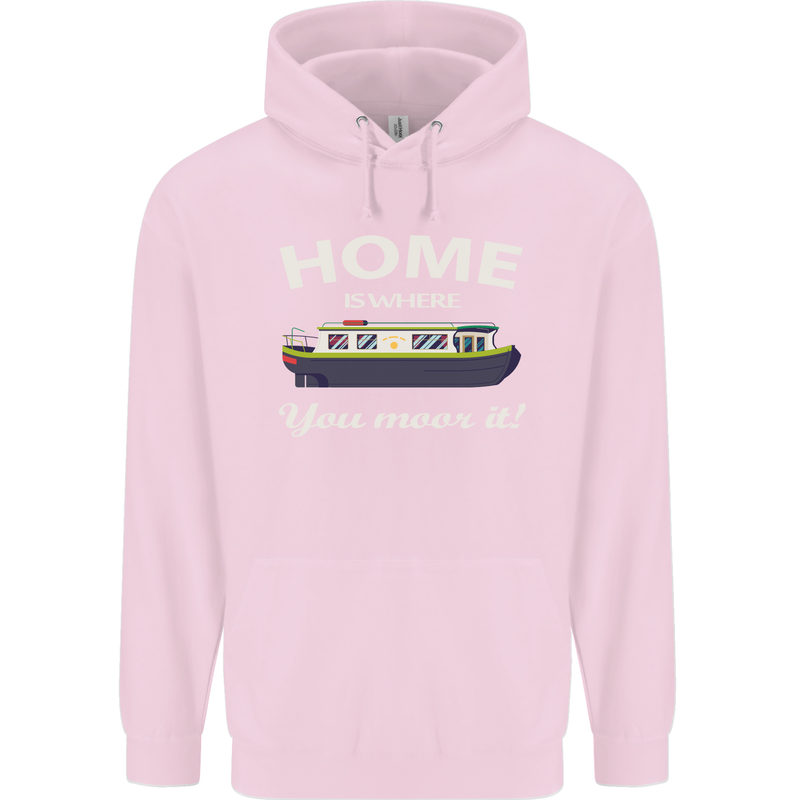 Home Is Where You Moor It Long Boat Barge Childrens Kids Hoodie Light Pink