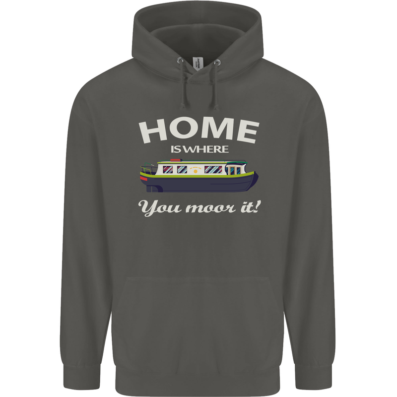 Home Is Where You Moor It Long Boat Barge Childrens Kids Hoodie Storm Grey