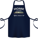 Home Is Where You Moor It Long Boat Barge Cotton Apron 100% Organic Navy Blue