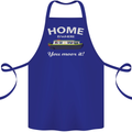Home Is Where You Moor It Long Boat Barge Cotton Apron 100% Organic Royal Blue