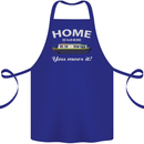 Home Is Where You Moor It Long Boat Barge Cotton Apron 100% Organic Royal Blue