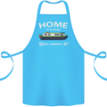 Home Is Where You Moor It Long Boat Barge Cotton Apron 100% Organic Turquoise