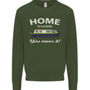 Home Is Where You Moor It Long Boat Barge Kids Sweatshirt Jumper Forest Green