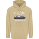 Home Is Where You Moor It Long Boat Barge Mens 80% Cotton Hoodie Sand
