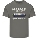 Home Is Where You Moor It Long Boat Barge Mens Cotton T-Shirt Tee Top Charcoal