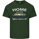 Home Is Where You Moor It Long Boat Barge Mens Cotton T-Shirt Tee Top Forest Green