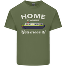 Home Is Where You Moor It Long Boat Barge Mens Cotton T-Shirt Tee Top Military Green