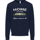 Home Is Where You Moor It Long Boat Barge Mens Sweatshirt Jumper Navy Blue