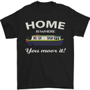 Home Is Where You Moor It Long Boat Barge Mens T-Shirt Cotton Gildan Black