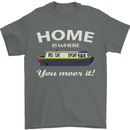 Home Is Where You Moor It Long Boat Barge Mens T-Shirt Cotton Gildan Charcoal