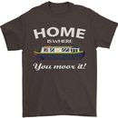 Home Is Where You Moor It Long Boat Barge Mens T-Shirt Cotton Gildan Dark Chocolate