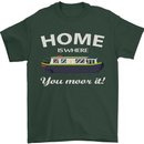 Home Is Where You Moor It Long Boat Barge Mens T-Shirt Cotton Gildan Forest Green