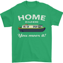 Home Is Where You Moor It Long Boat Barge Mens T-Shirt Cotton Gildan Irish Green