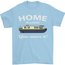 Home Is Where You Moor It Long Boat Barge Mens T-Shirt Cotton Gildan Light Blue