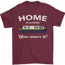 Home Is Where You Moor It Long Boat Barge Mens T-Shirt Cotton Gildan Maroon