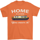 Home Is Where You Moor It Long Boat Barge Mens T-Shirt Cotton Gildan Orange