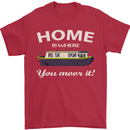 Home Is Where You Moor It Long Boat Barge Mens T-Shirt Cotton Gildan Red