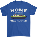 Home Is Where You Moor It Long Boat Barge Mens T-Shirt Cotton Gildan Royal Blue