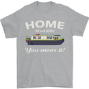 Home Is Where You Moor It Long Boat Barge Mens T-Shirt Cotton Gildan Sports Grey