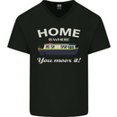 Home Is Where You Moor It Long Boat Barge Mens V-Neck Cotton T-Shirt Black