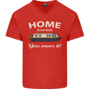 Home Is Where You Moor It Long Boat Barge Mens V-Neck Cotton T-Shirt Red