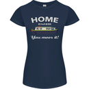 Home Is Where You Moor It Long Boat Barge Womens Petite Cut T-Shirt Navy Blue